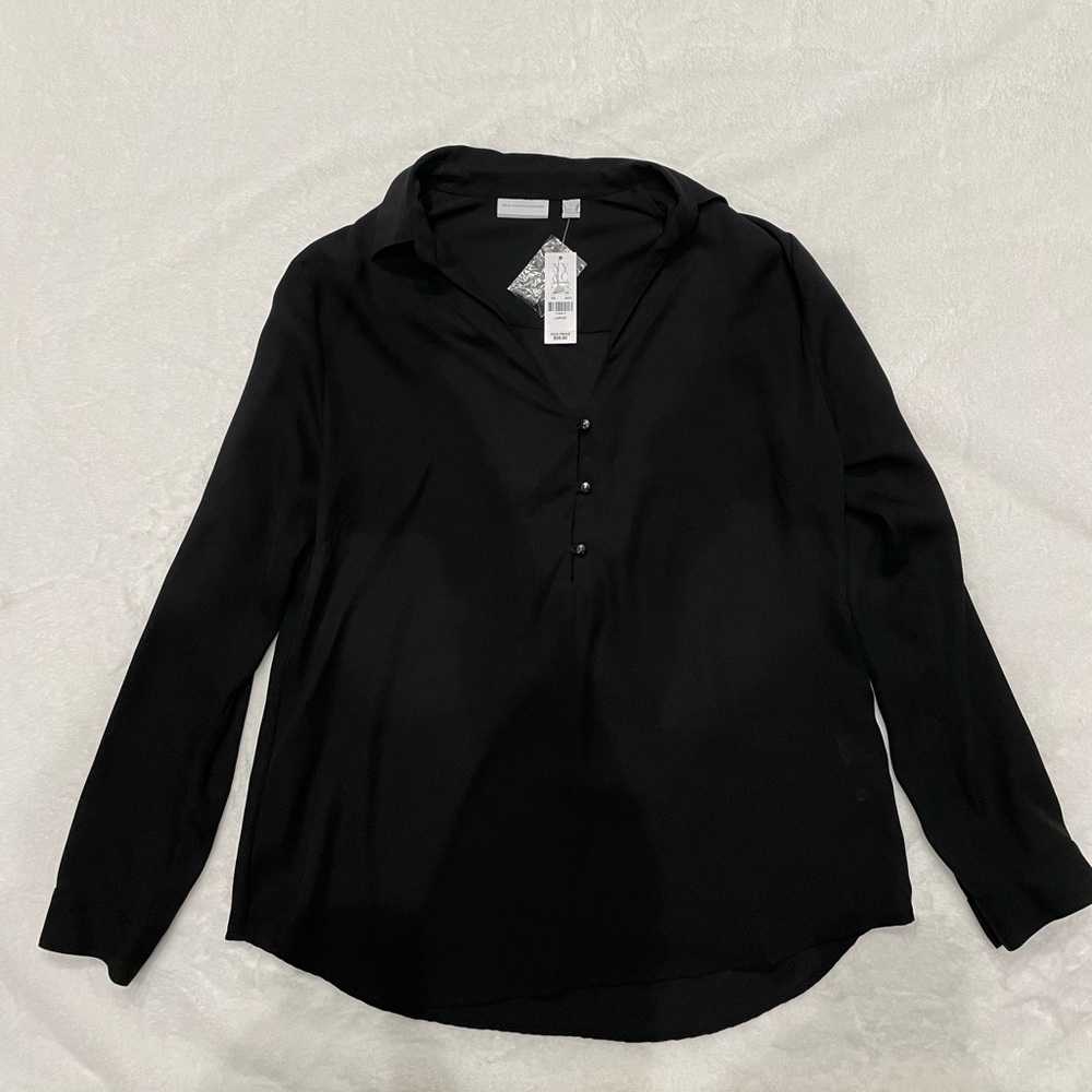 New! New York & Co Black Blouse Size Large - Picture 1 of 5